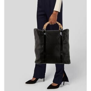 Gucci Vintage Black Bamboo handle tote / travel bag Tom Ford Era Oversized XL